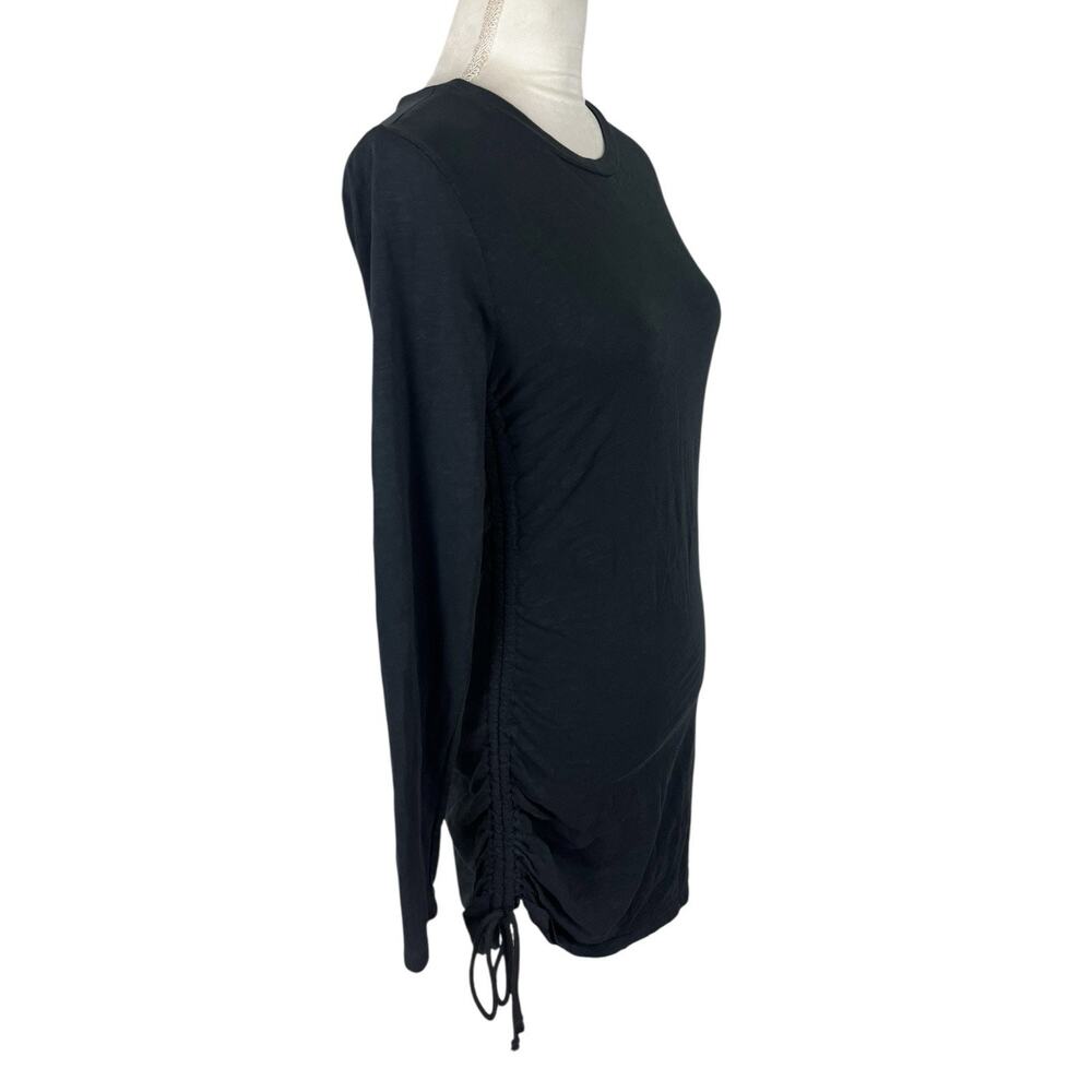 Pam & Gela Shirred Long Sleeve Black Ruched Mini Dress Dark Romantic Size Small - Picture 3 of 7